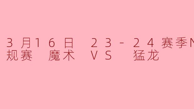 3月16日 23-24赛季NBA常规赛 魔术 VS 猛龙